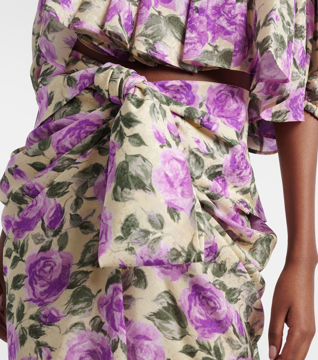Chloé - Draped floral silk midi skirt