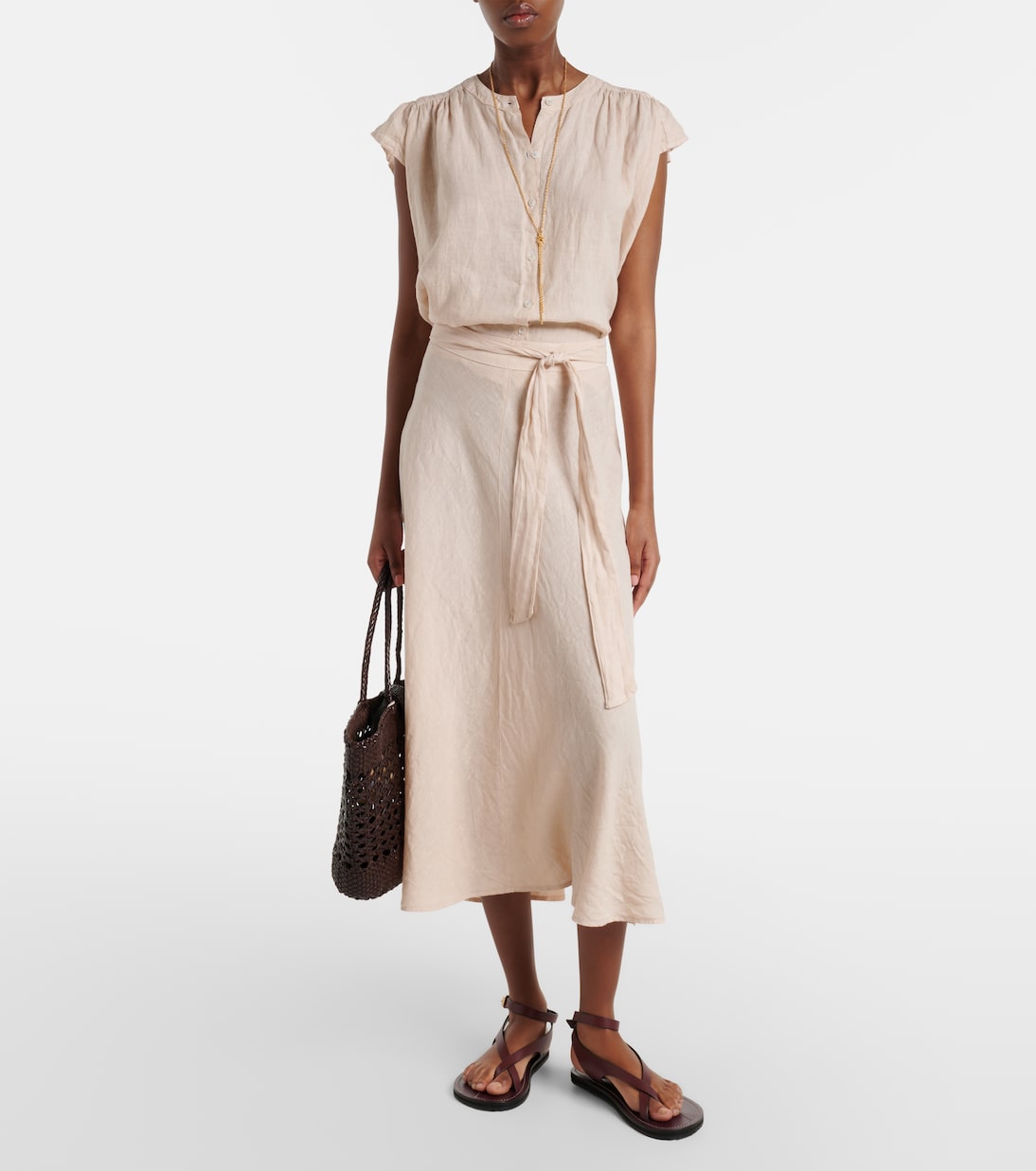 Velvet - Malina linen midi skirt