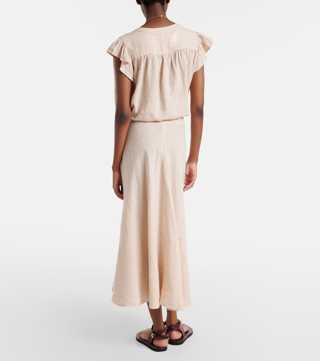 Velvet - Malina linen midi skirt