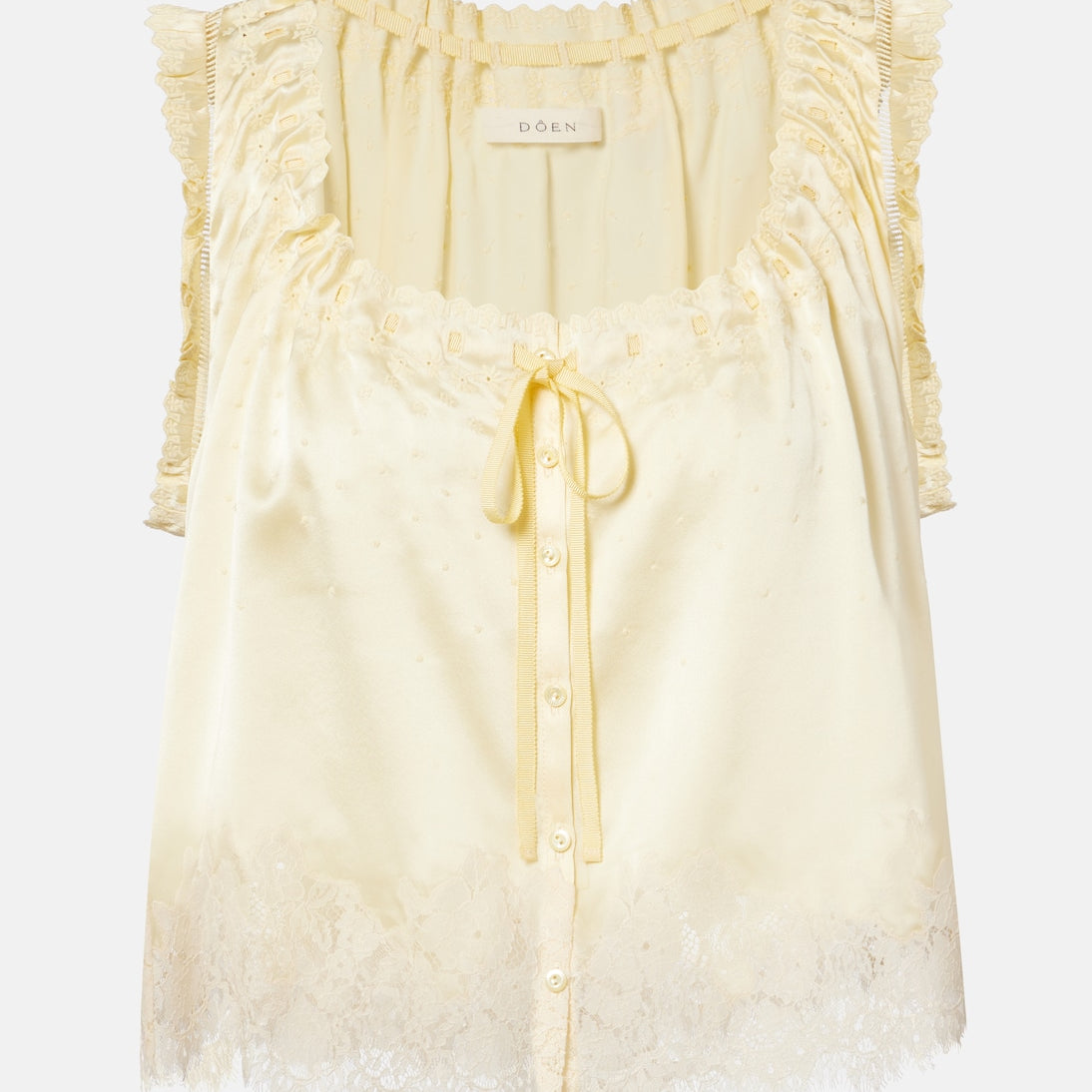 Dôen - Toulouse lace-trimmed embroidered silk top