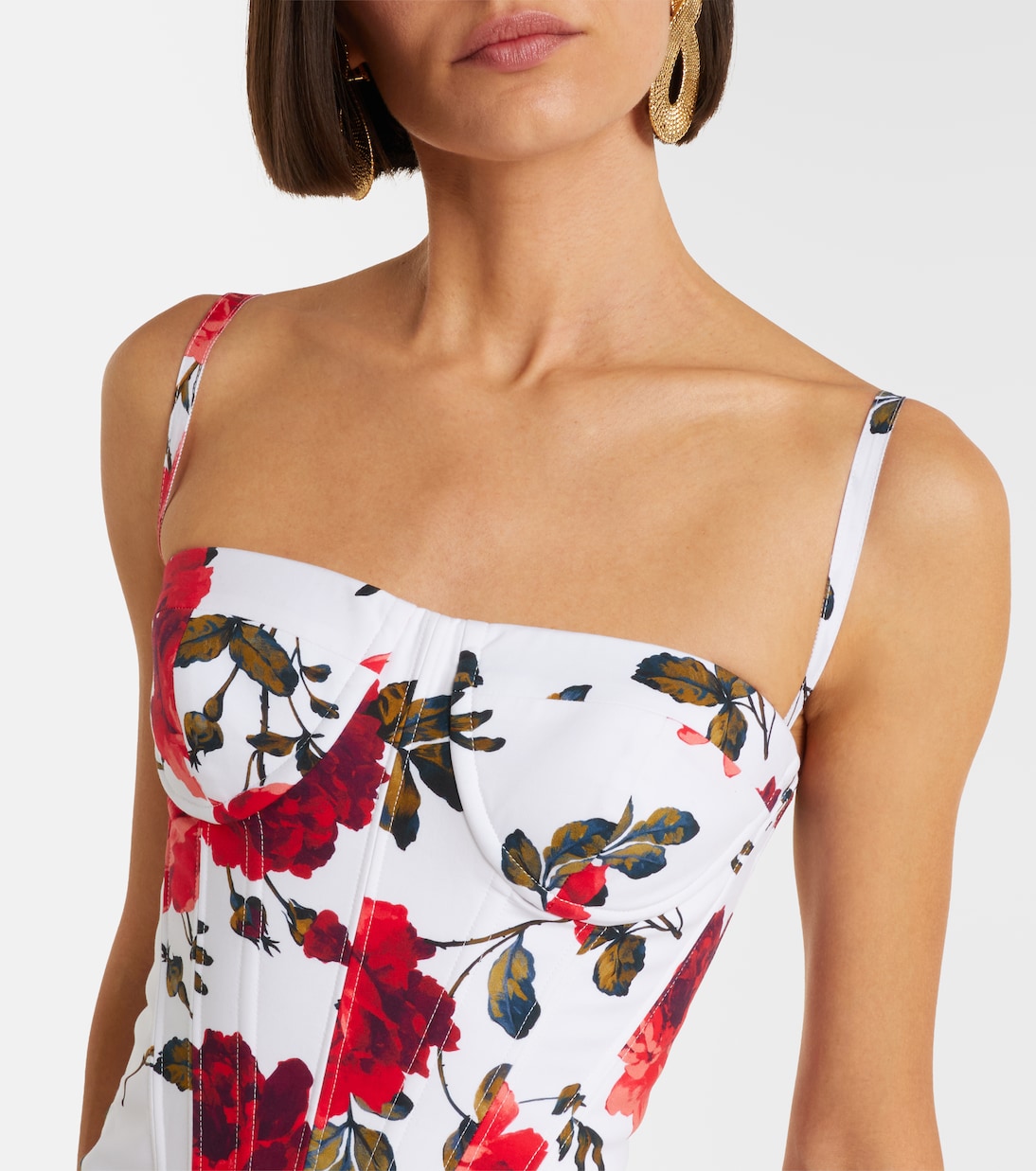 Carolina Herrera - Floral tiered cotton-blend corset dress