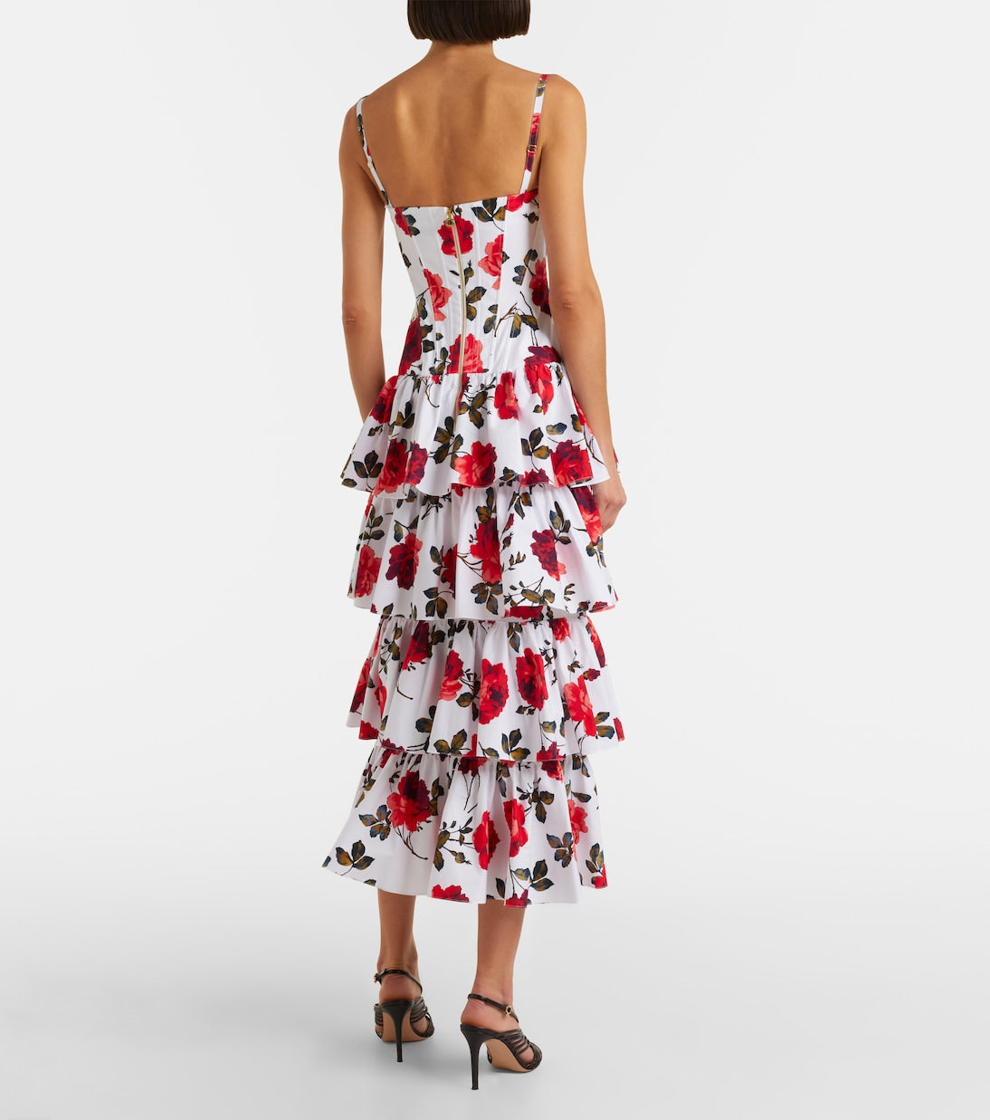 Carolina Herrera - Floral tiered cotton-blend corset dress
