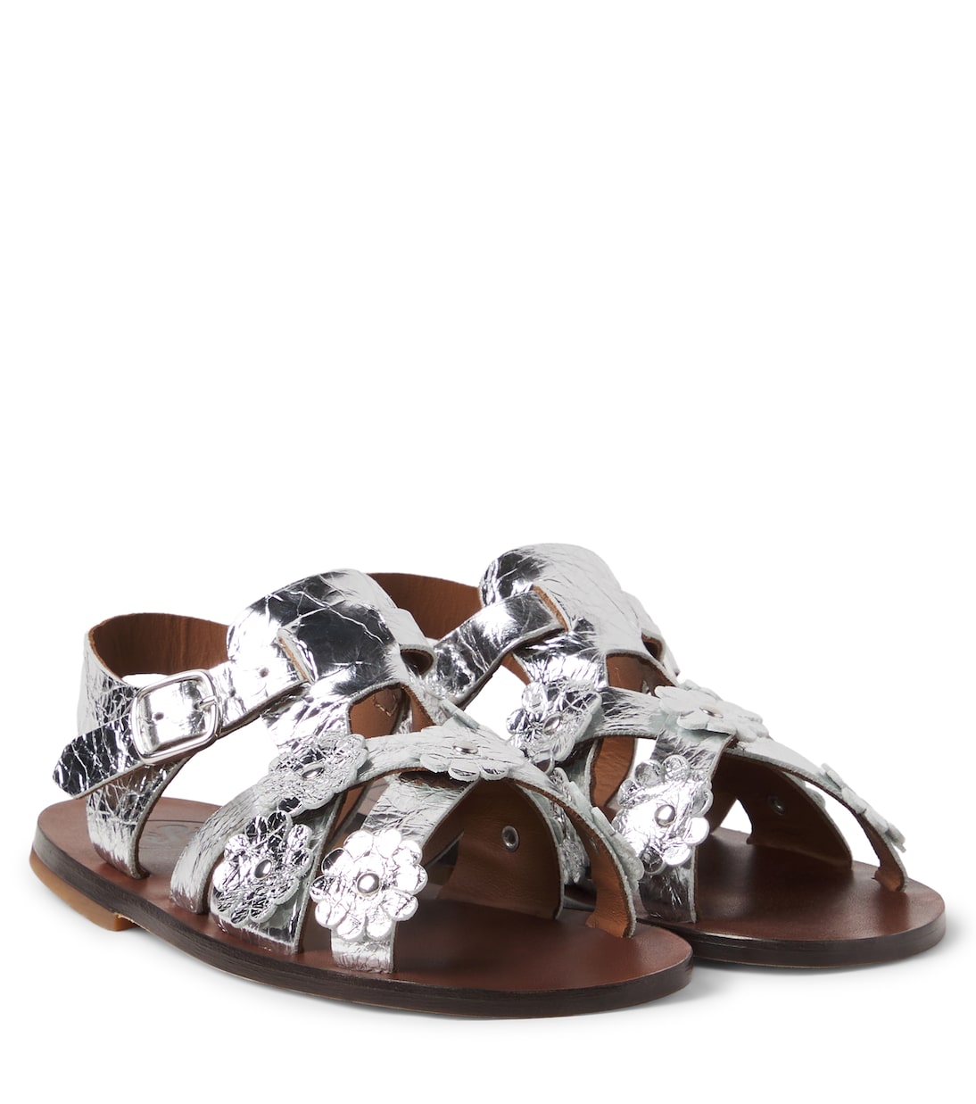 PèPè - Alberto floral-appliqué leather sandals