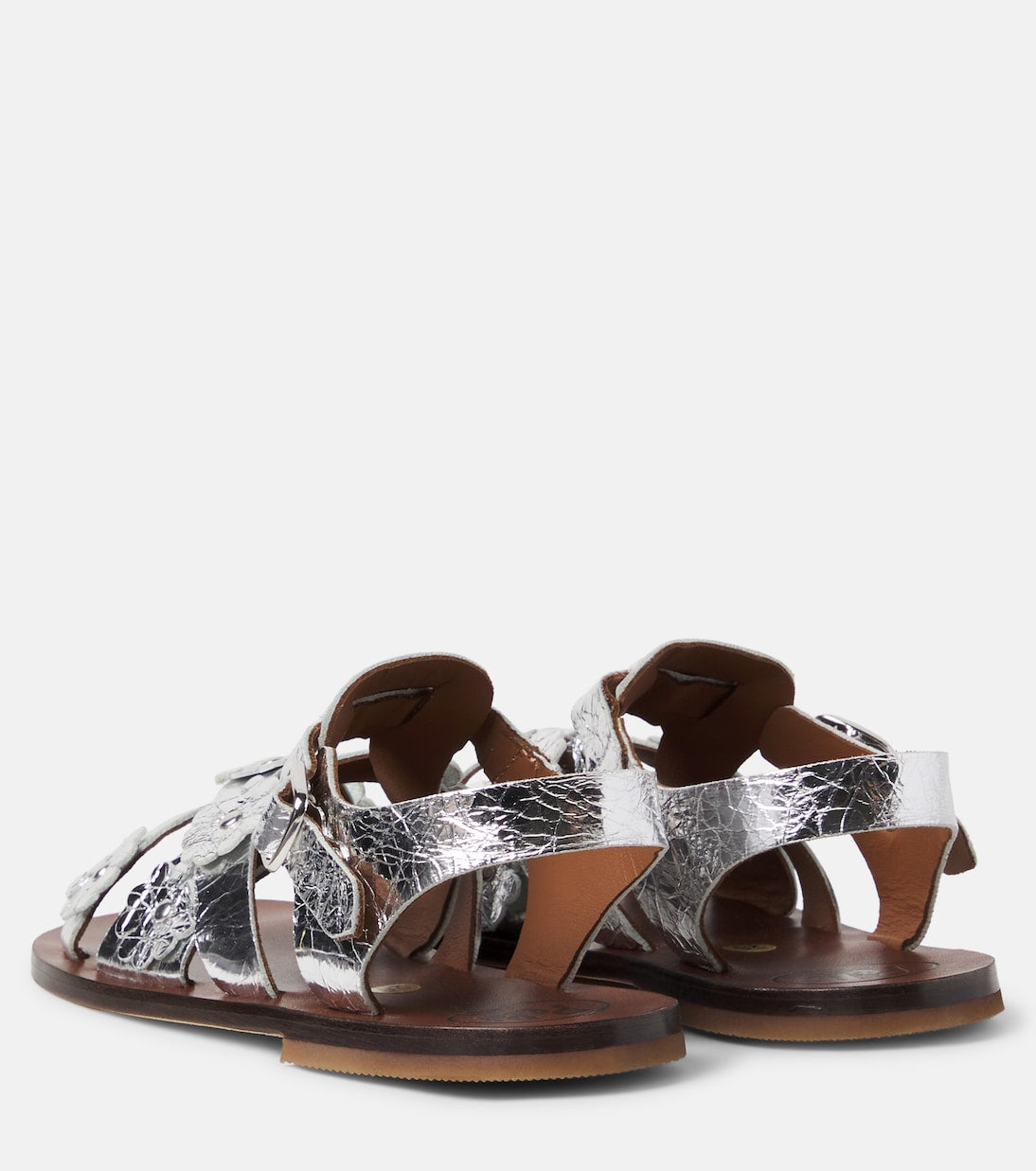 PèPè - Alberto floral-appliqué leather sandals