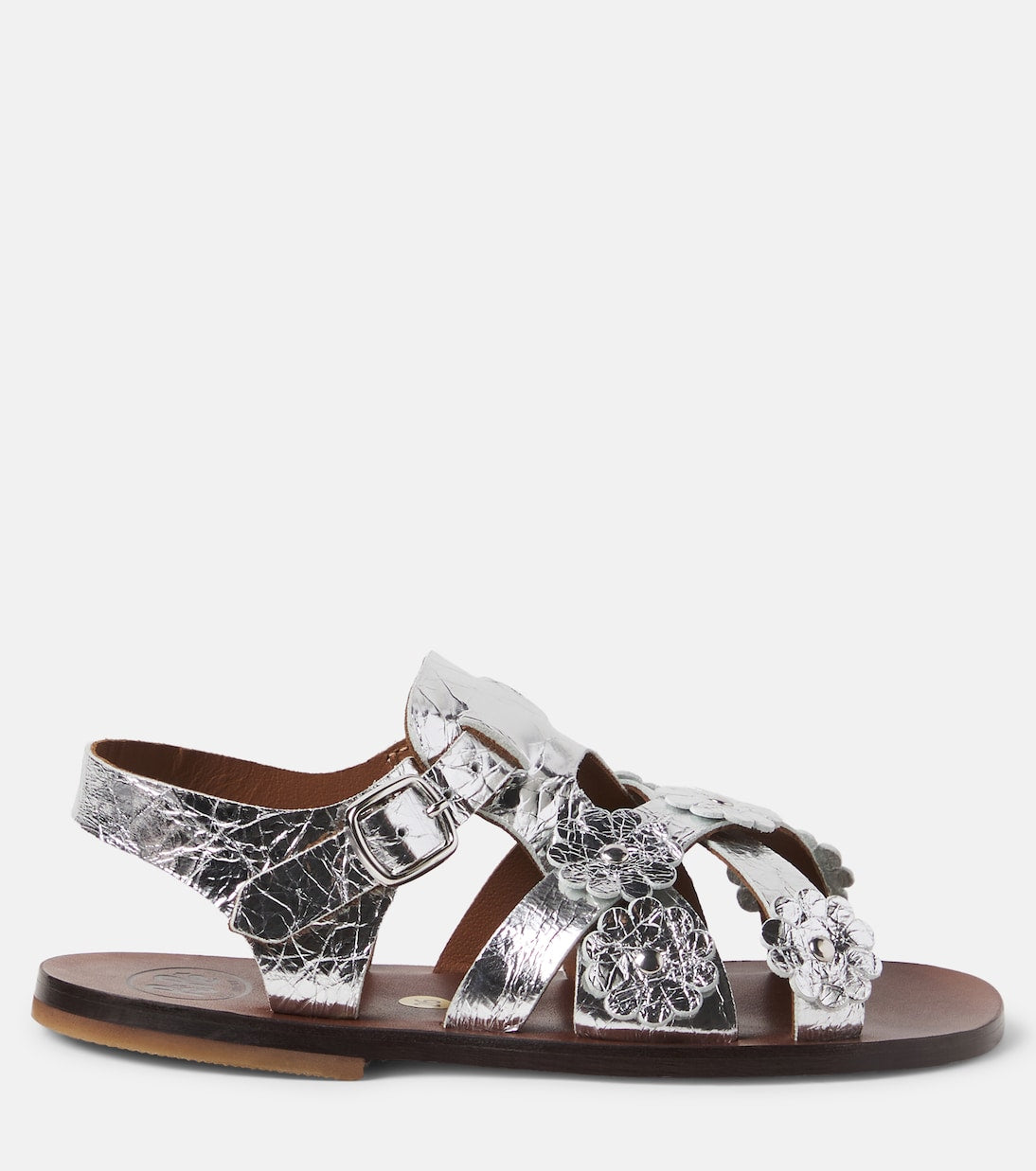 PèPè - Alberto floral-appliqué leather sandals
