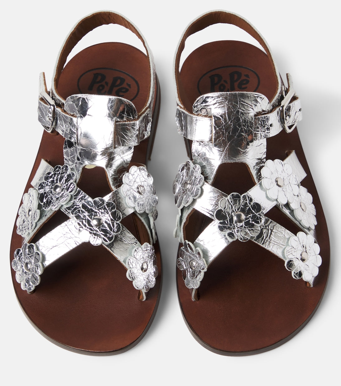 PèPè - Alberto floral-appliqué leather sandals