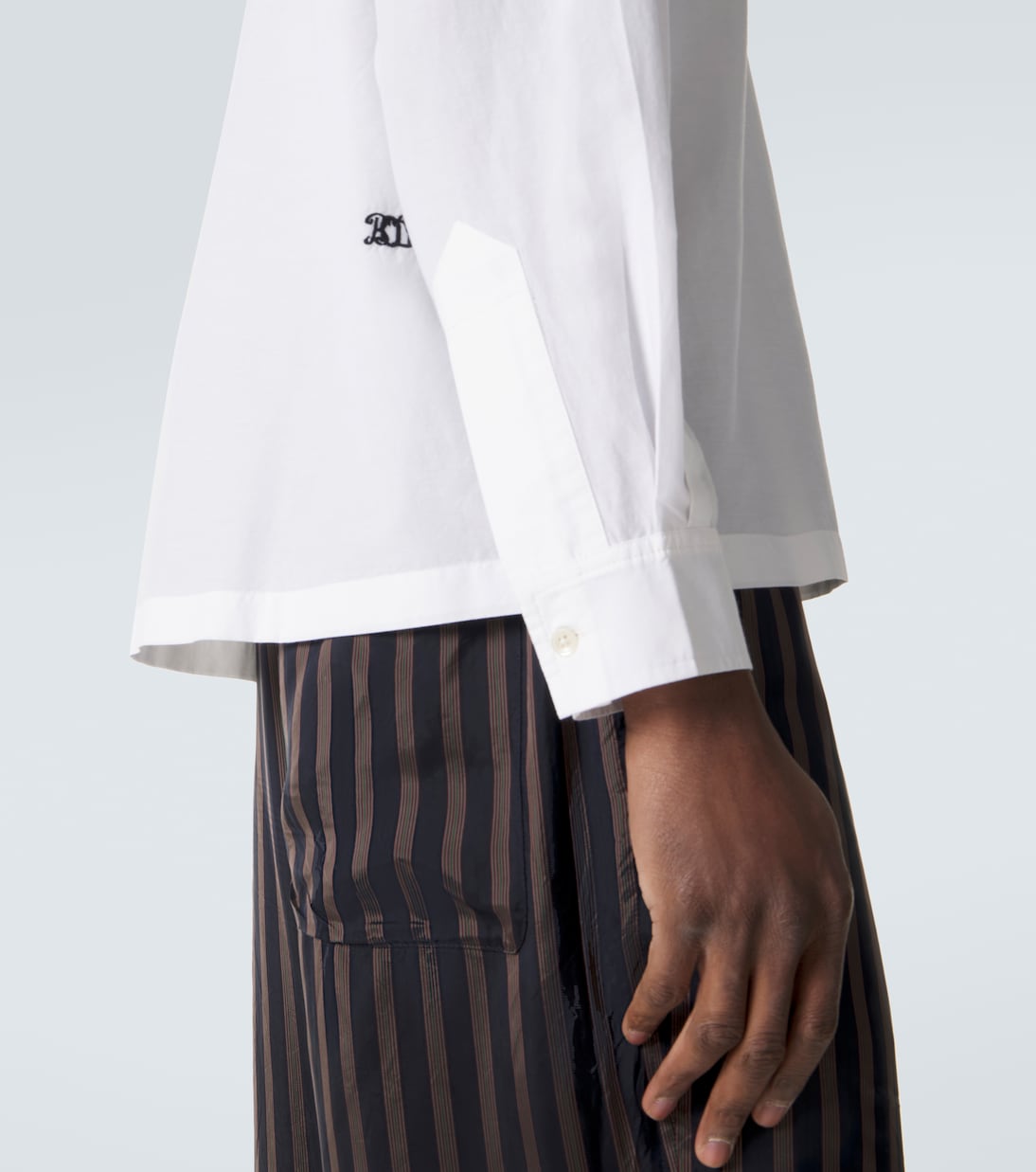 Bode - Embroidered cotton and silk shirt