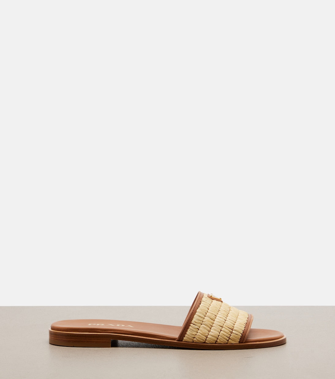 Prada - Leather and raffia slides