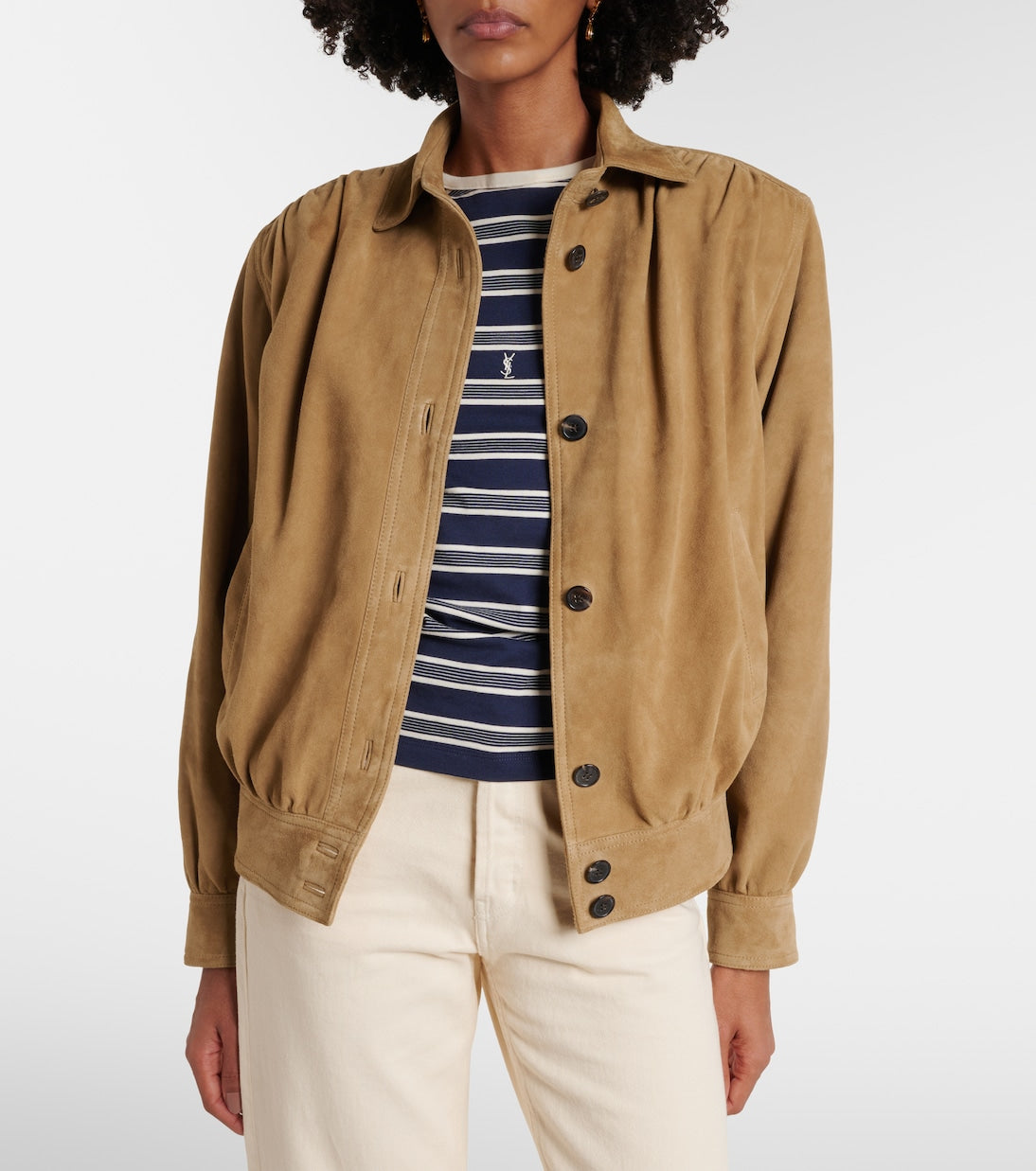 Saint Laurent - Gathered suede jacket