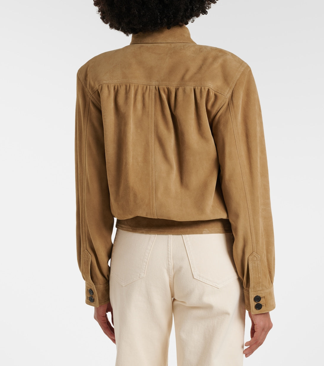 Saint Laurent - Gathered suede jacket