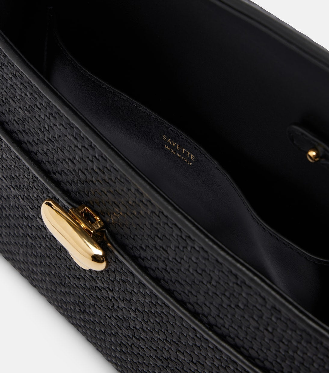 Savette - Symmetry leather-trimmed raffia shoulder bag