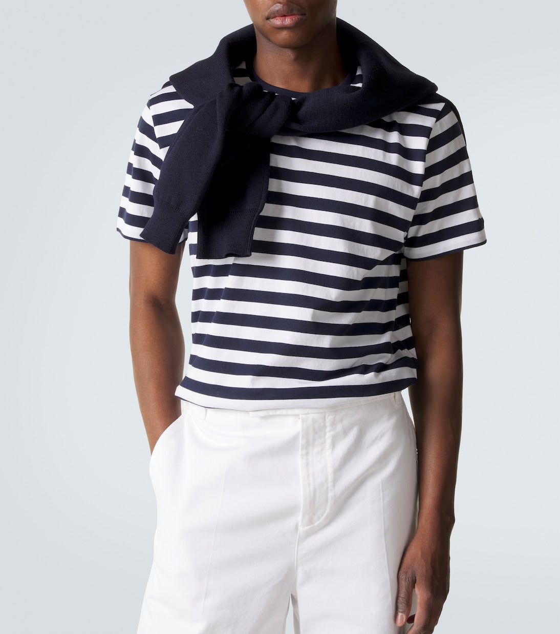 Ralph Lauren Purple Label - Striped cotton lisle and piqué T-shirt
