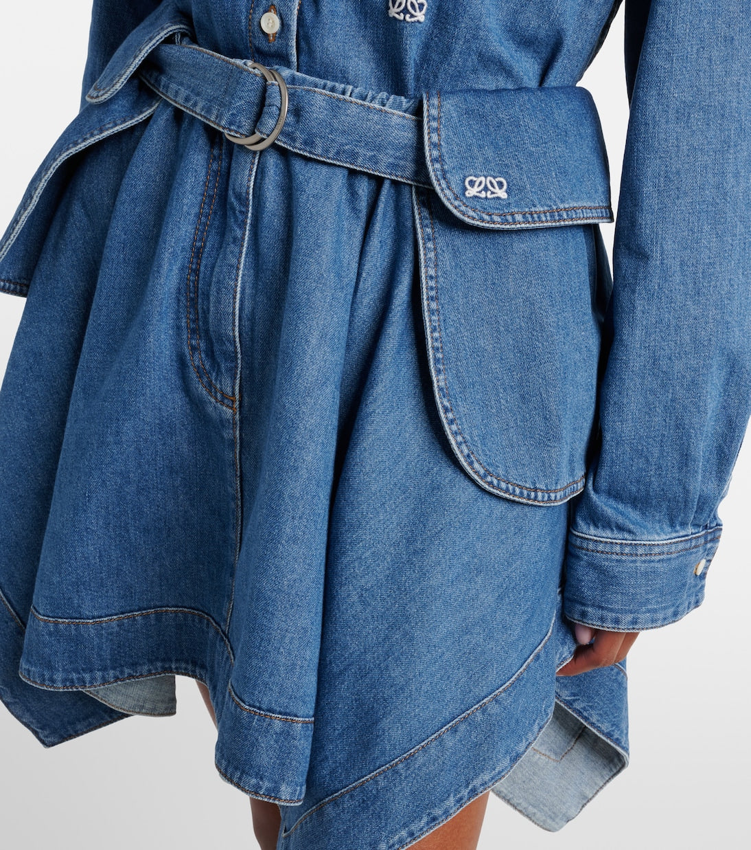Loewe - Double L belted denim miniskirt