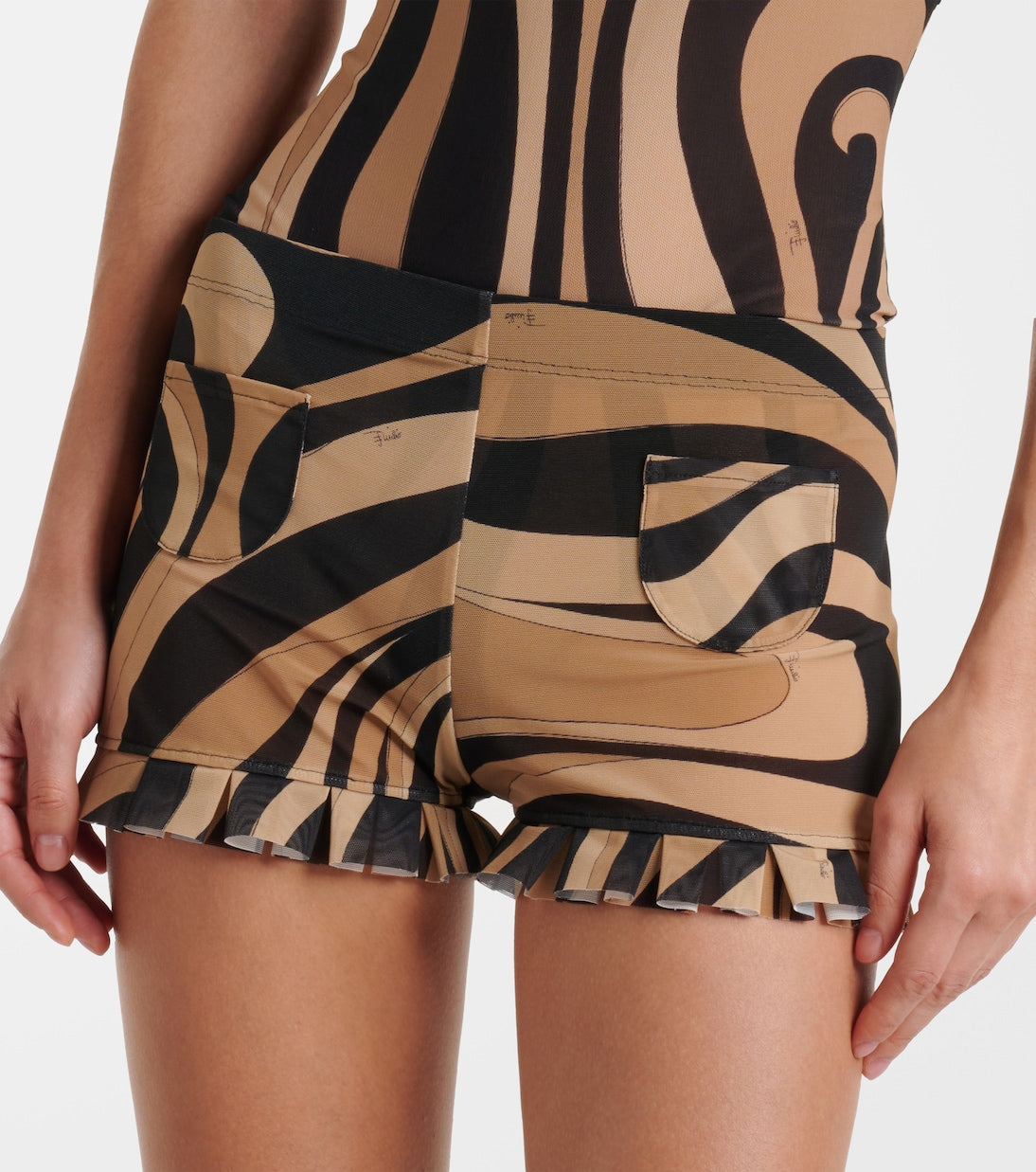 Pucci - Marmo ruffled mesh shorts
