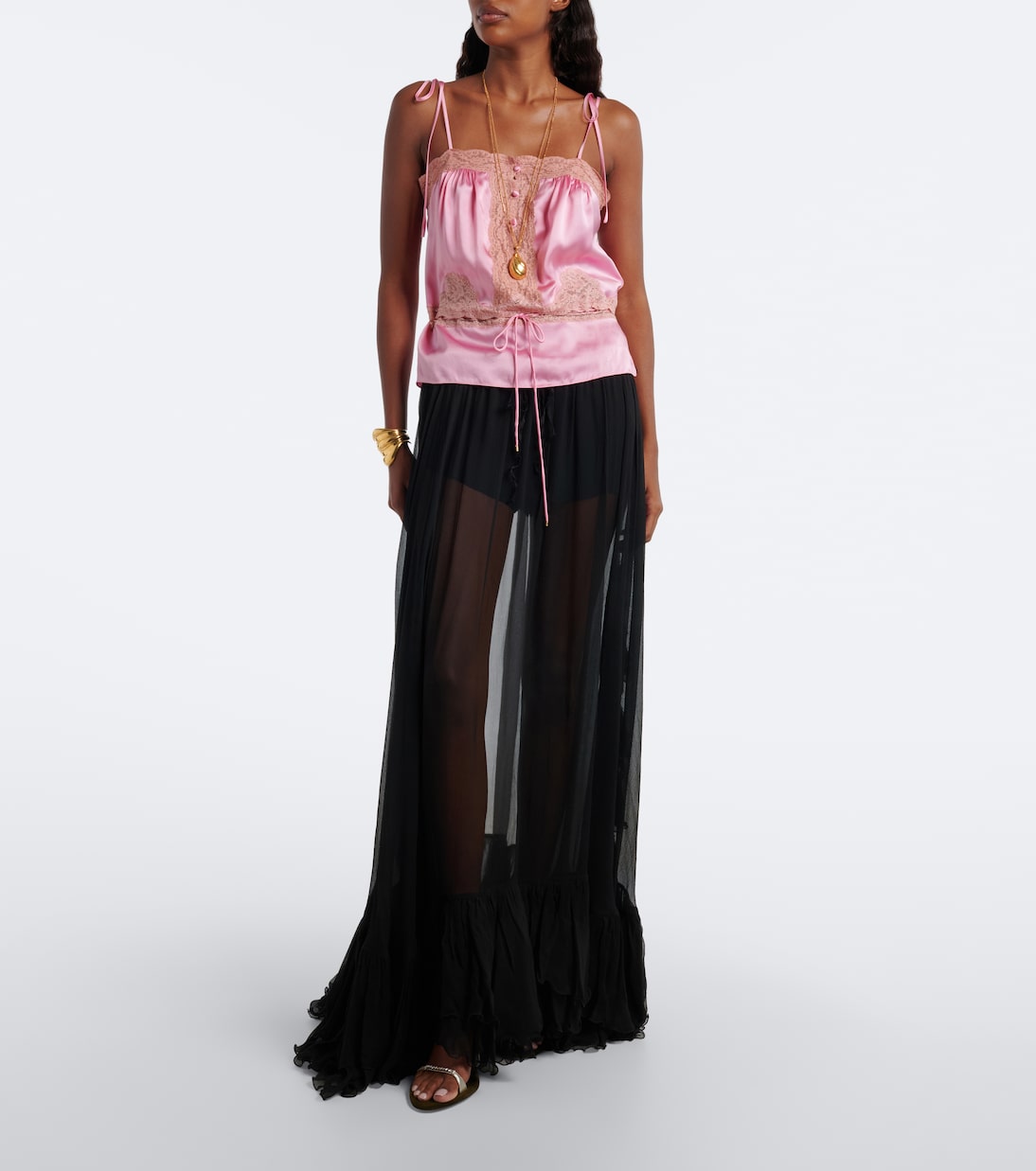 Chloé - Ruffled sheer silk maxi skirt