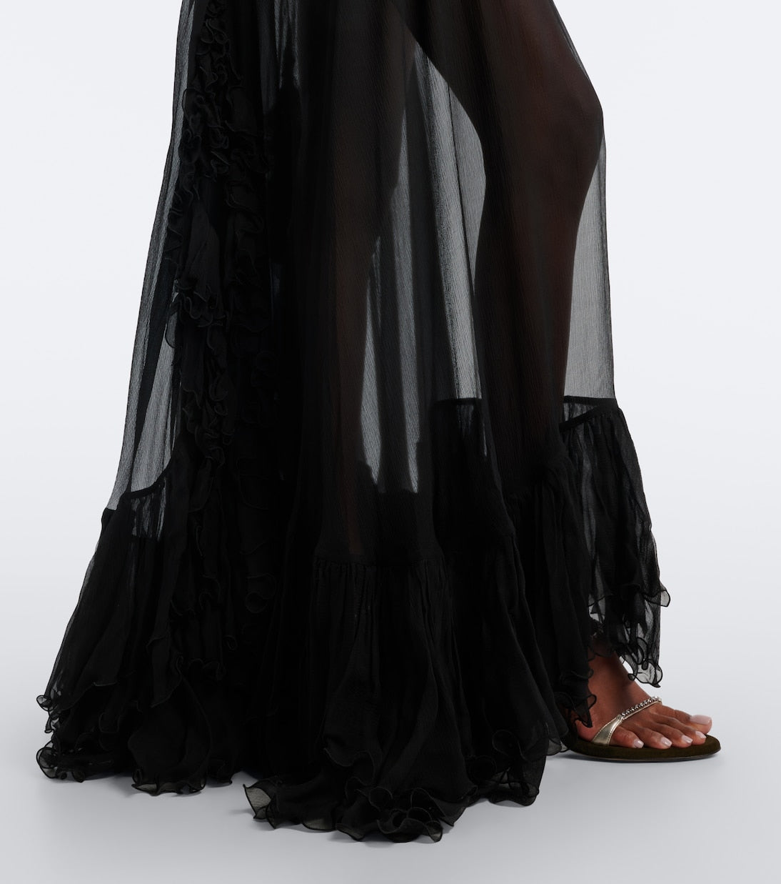 Chloé - Ruffled sheer silk maxi skirt