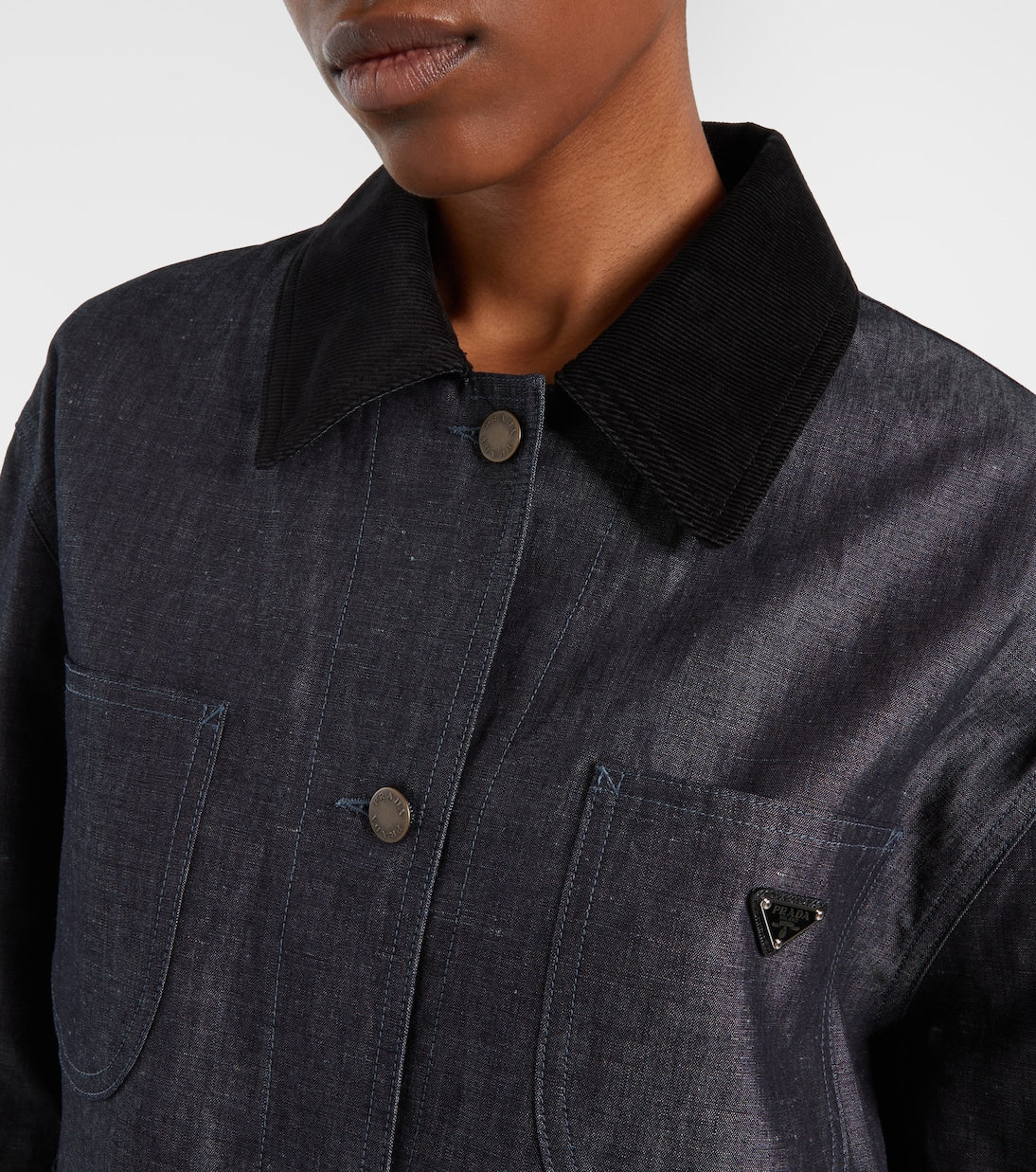 Prada - Cotton and linen chambray jacket