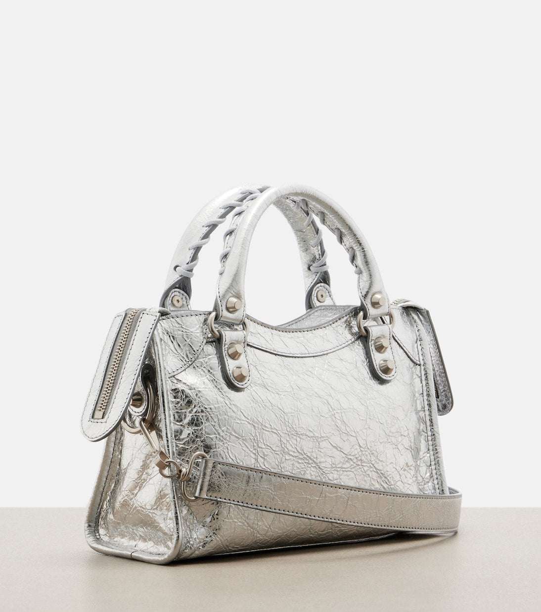 Balenciaga - Le City Small metallic leather top-handle bag
