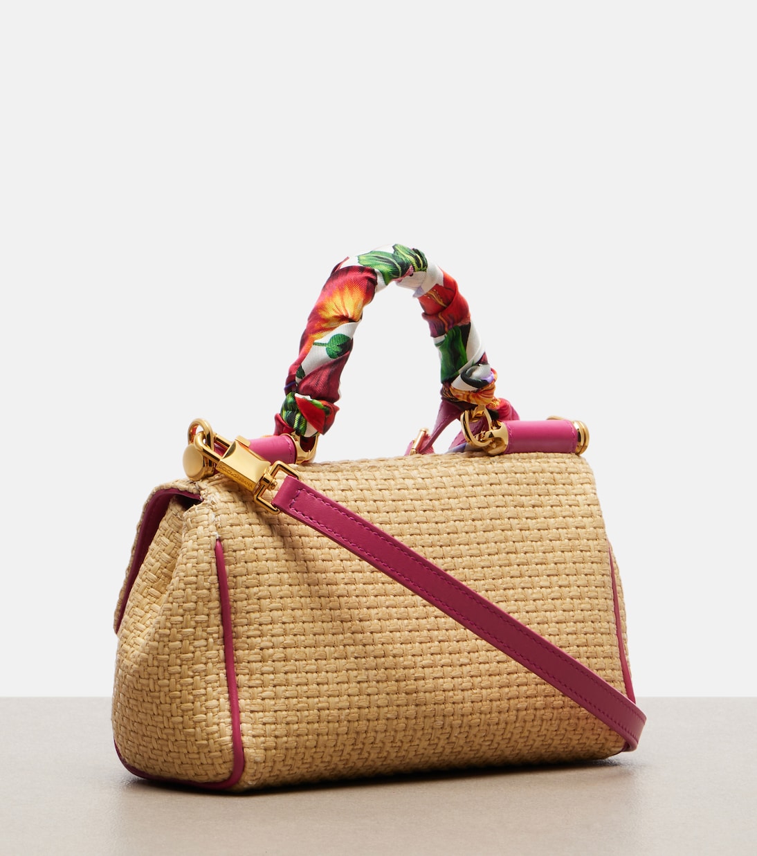Dolce&Gabbana - Sicily Small raffia-effect top-handle bag