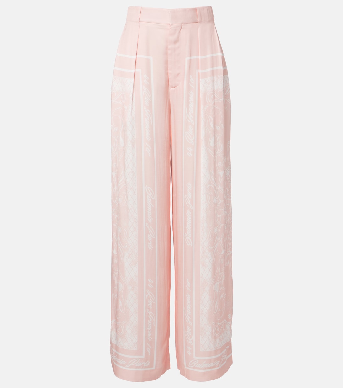 Balmain - Printed satin palazzo pants