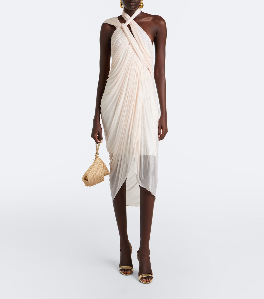 Balmain - Draped asymmetric midi dress