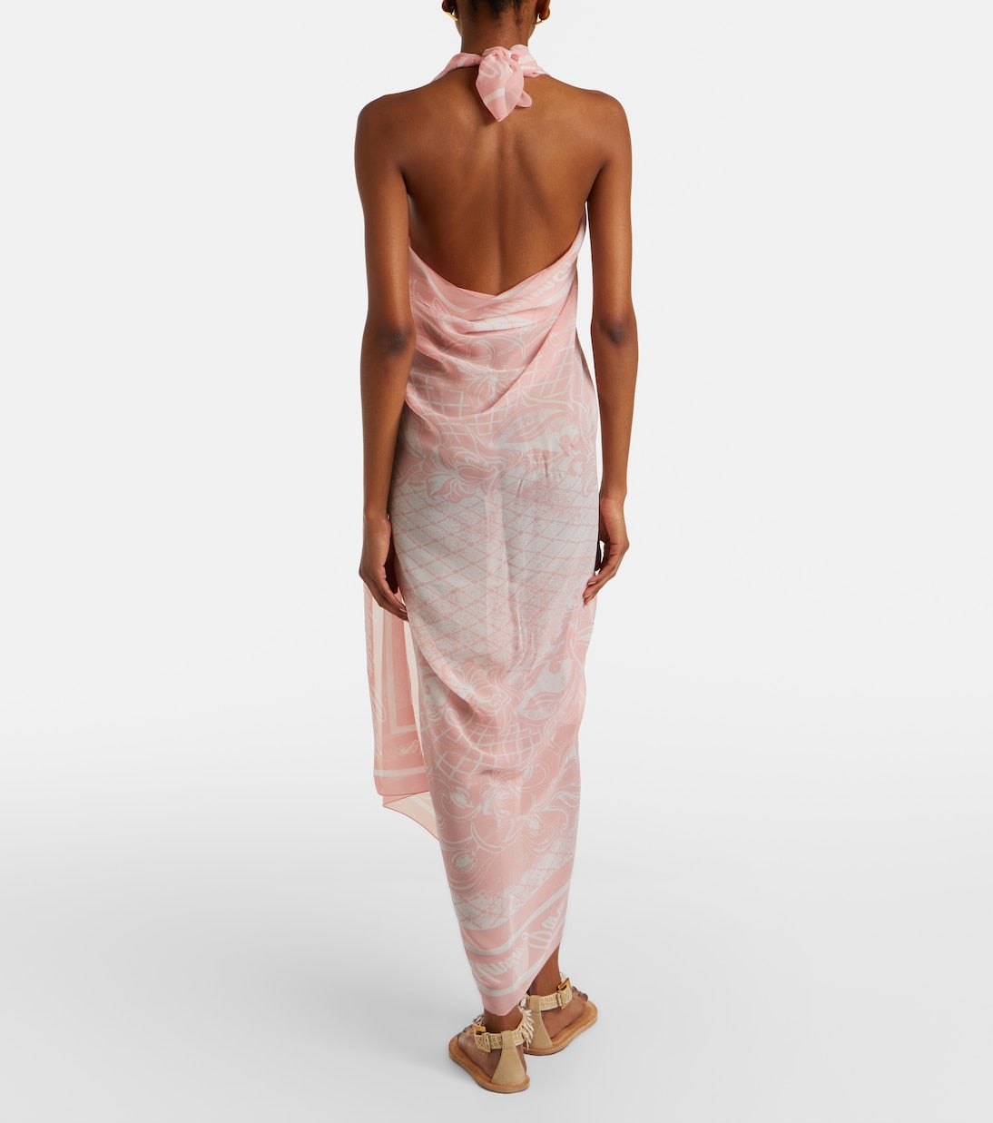 Balmain - Printed silk beach cover-up