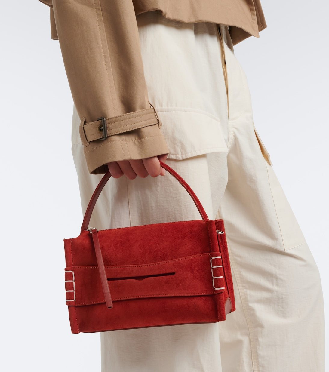 JW Anderson - Loafer Small suede top-handle bag