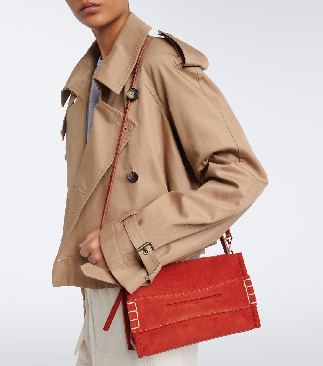 JW Anderson - Loafer Small suede top-handle bag