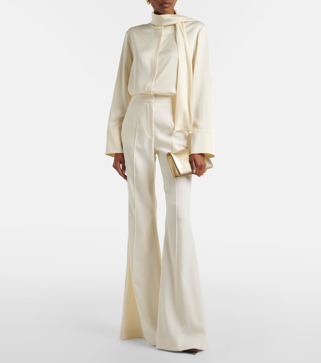 Costarellos - Daline wool-blend flared pants