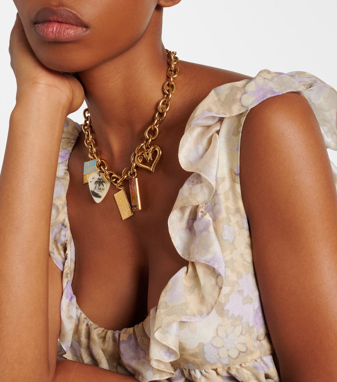 Chloé - Postcards embellished necklace