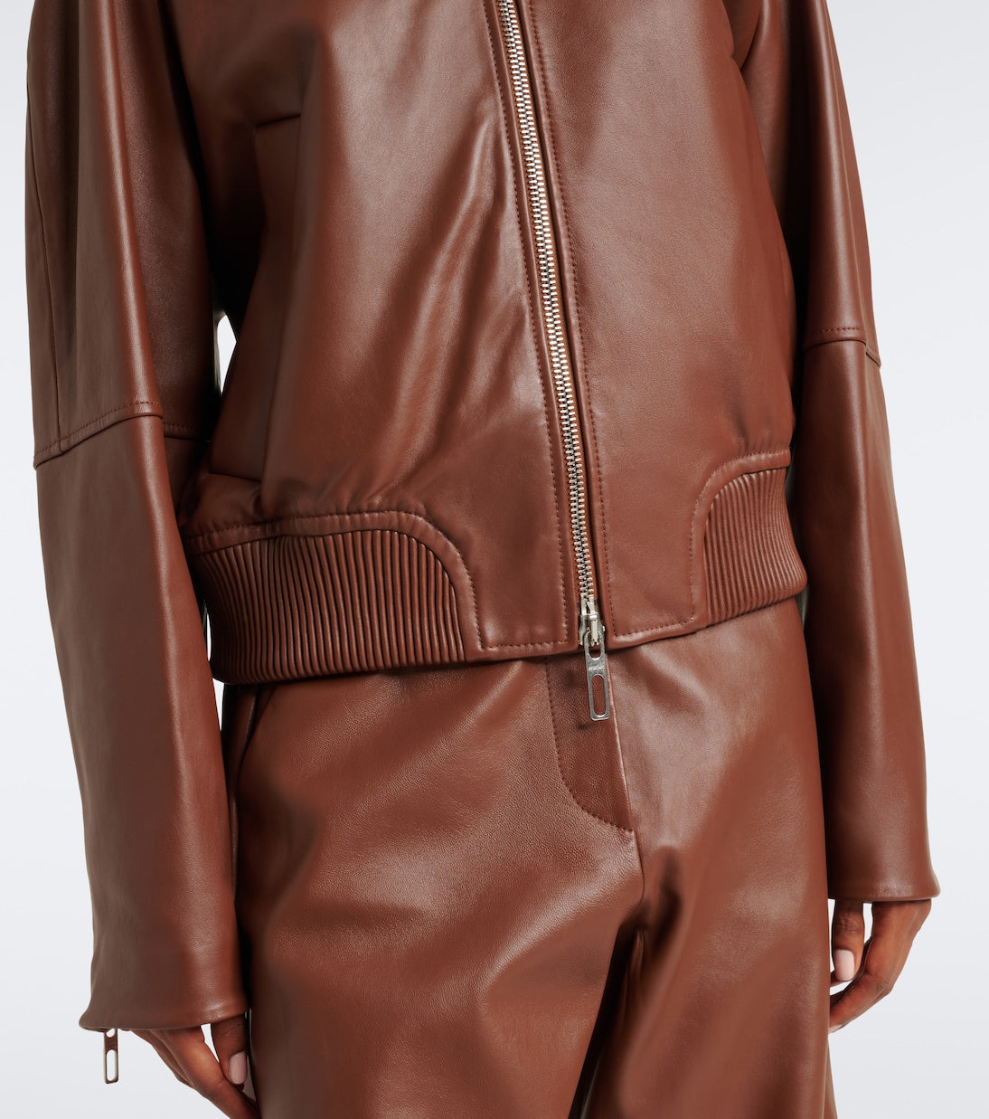 Sportmax - Leather bomber jacket
