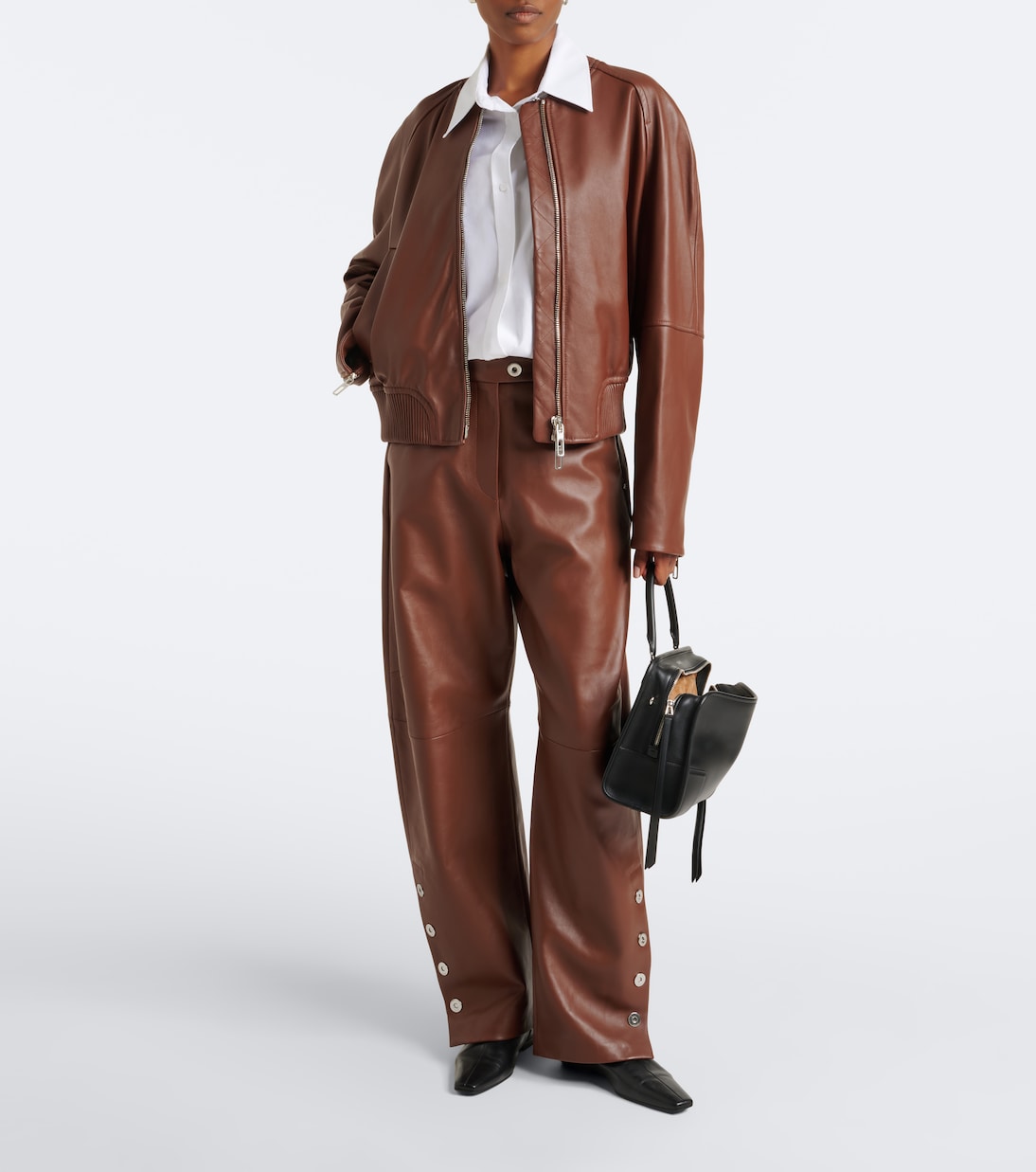 Sportmax - Leather bomber jacket
