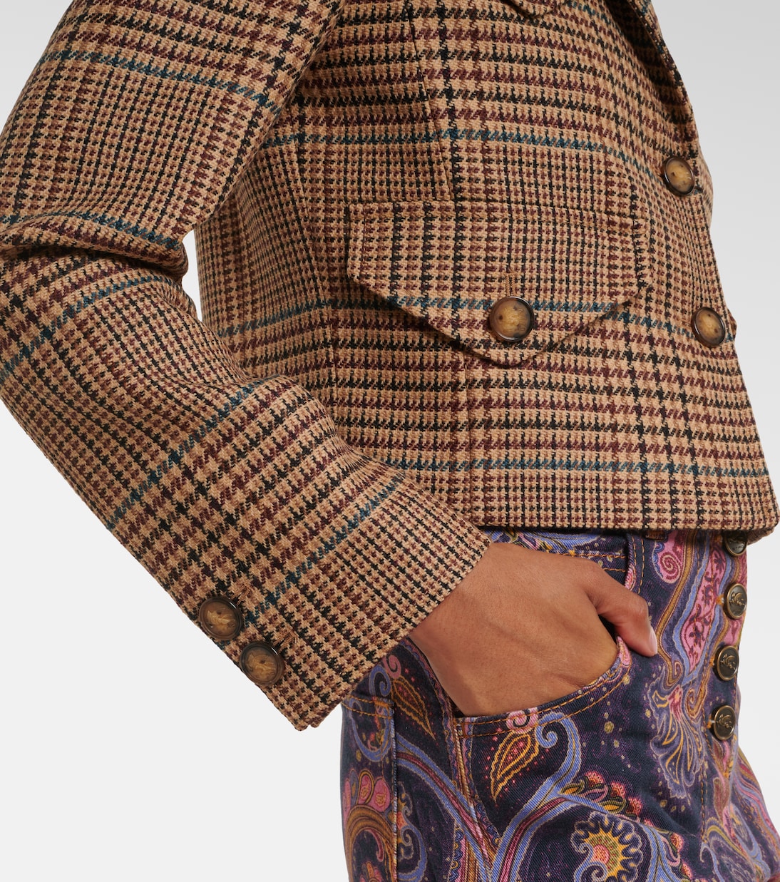 Etro - Houndstooth cropped wool blazer