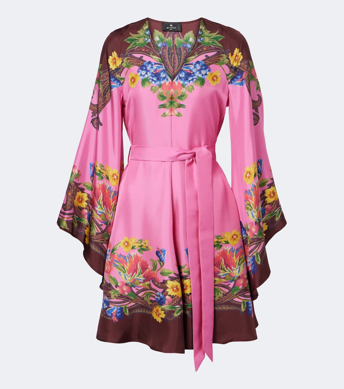 Etro - Belted floral silk satin minidress