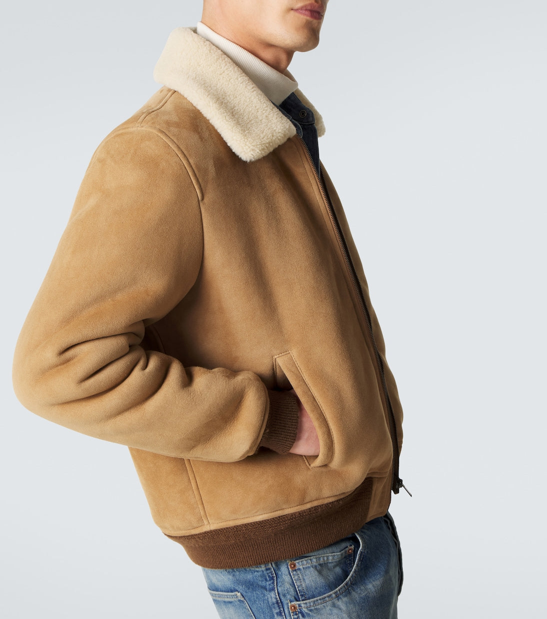 Saint Laurent - Shearling-lined suede jacket