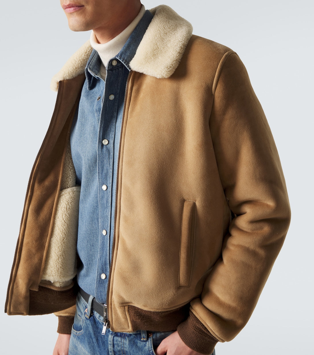 Saint Laurent - Shearling-lined suede jacket