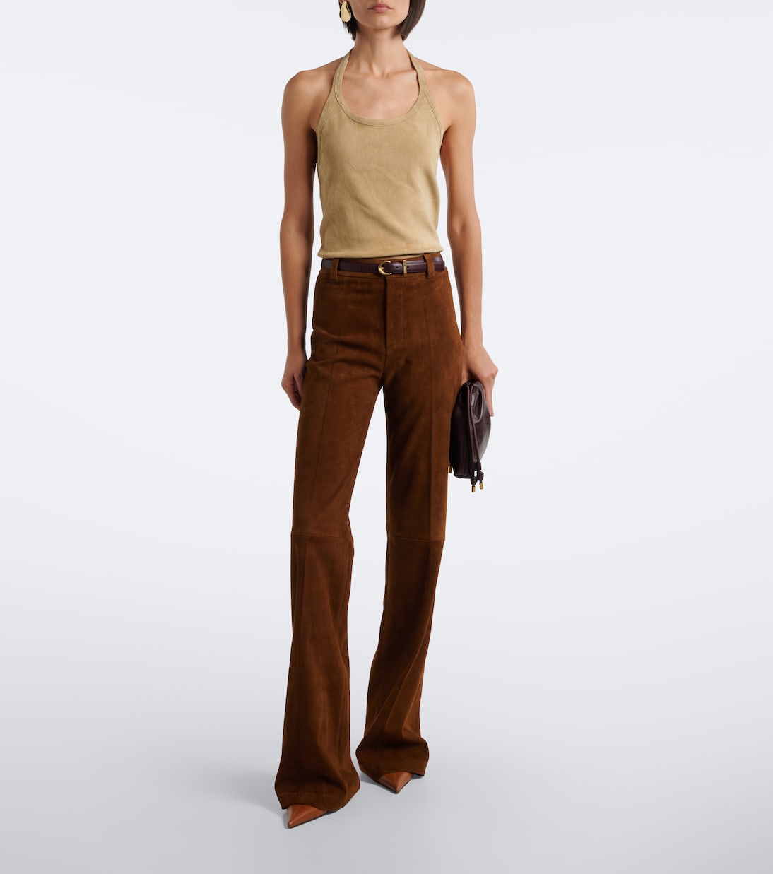 Stouls - Cherry halterneck suede top