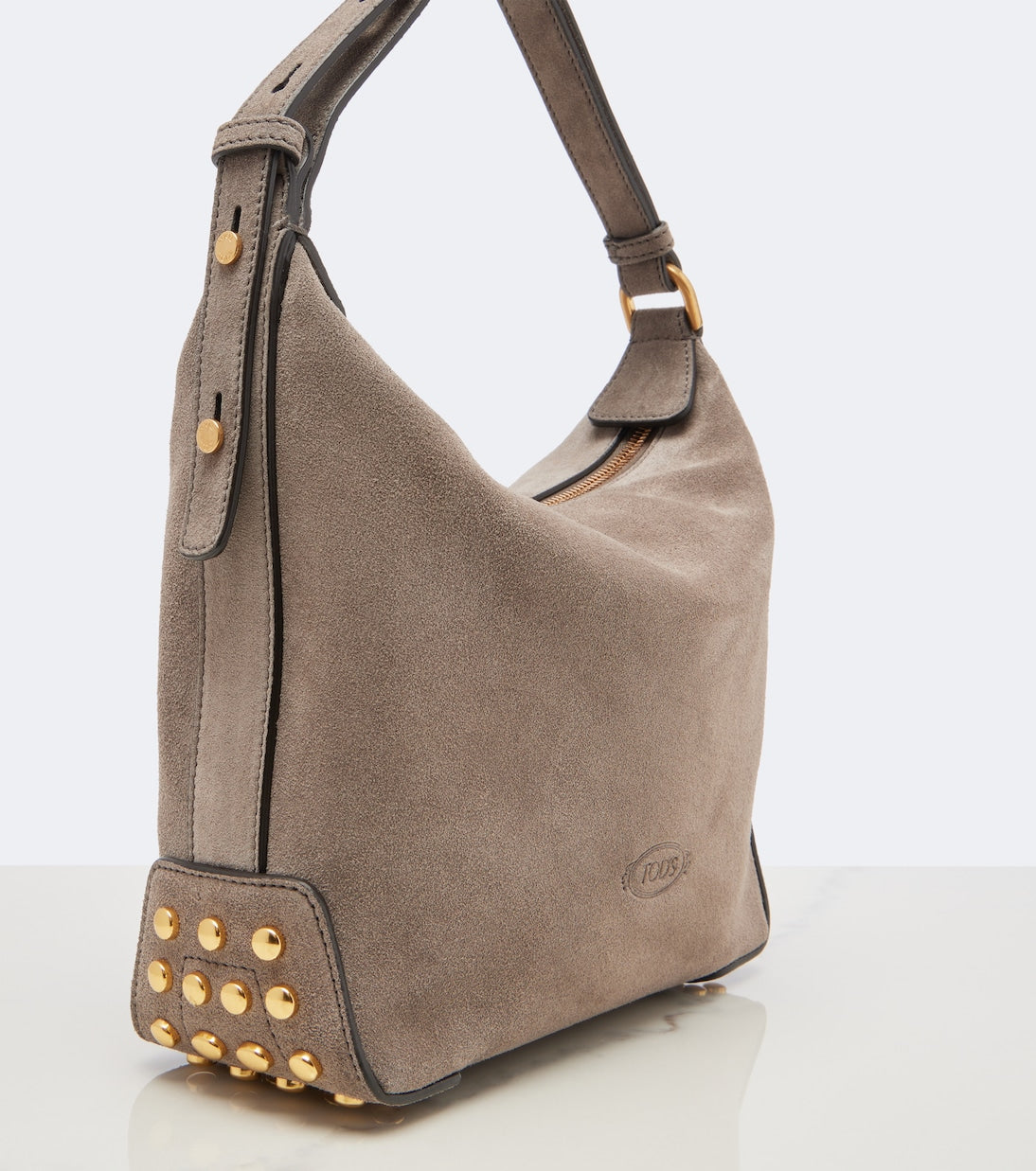 Tod's - Metal Dots Mini suede top-handle bag