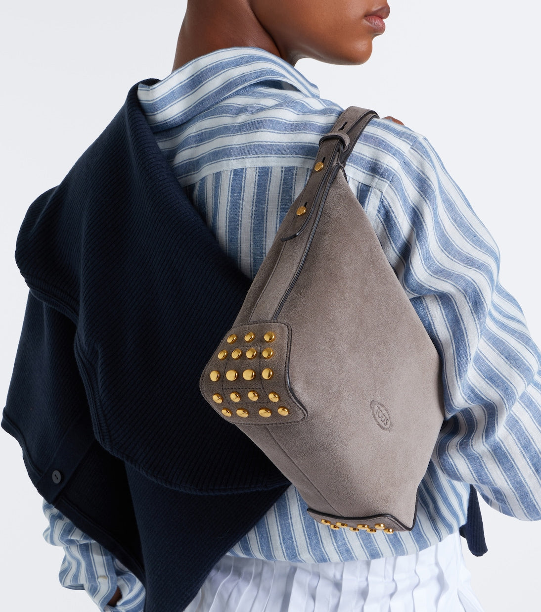 Tod's - Metal Dots Mini suede top-handle bag
