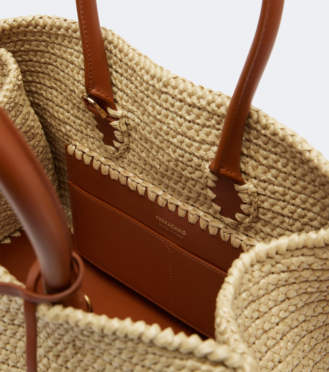 Ferragamo - Hug Medium raffia shoulder bag