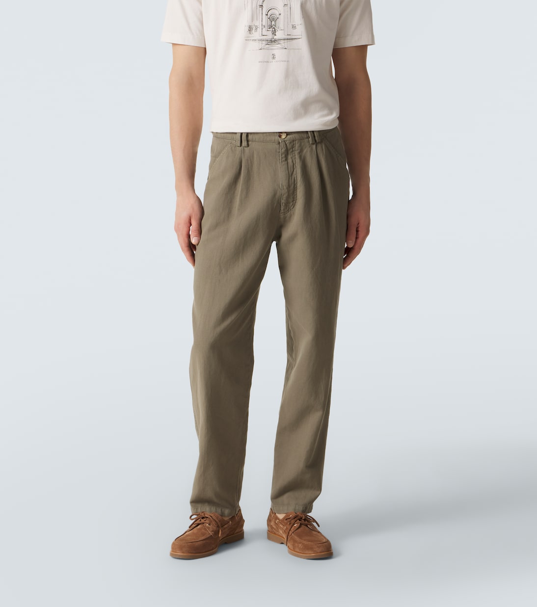 Brunello Cucinelli - Cotton and linen straight pants