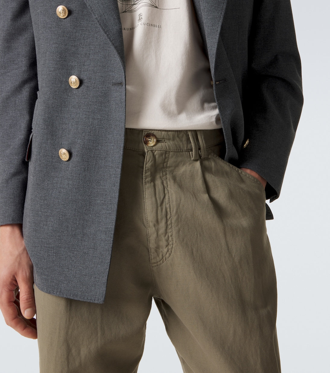 Brunello Cucinelli - Cotton and linen straight pants