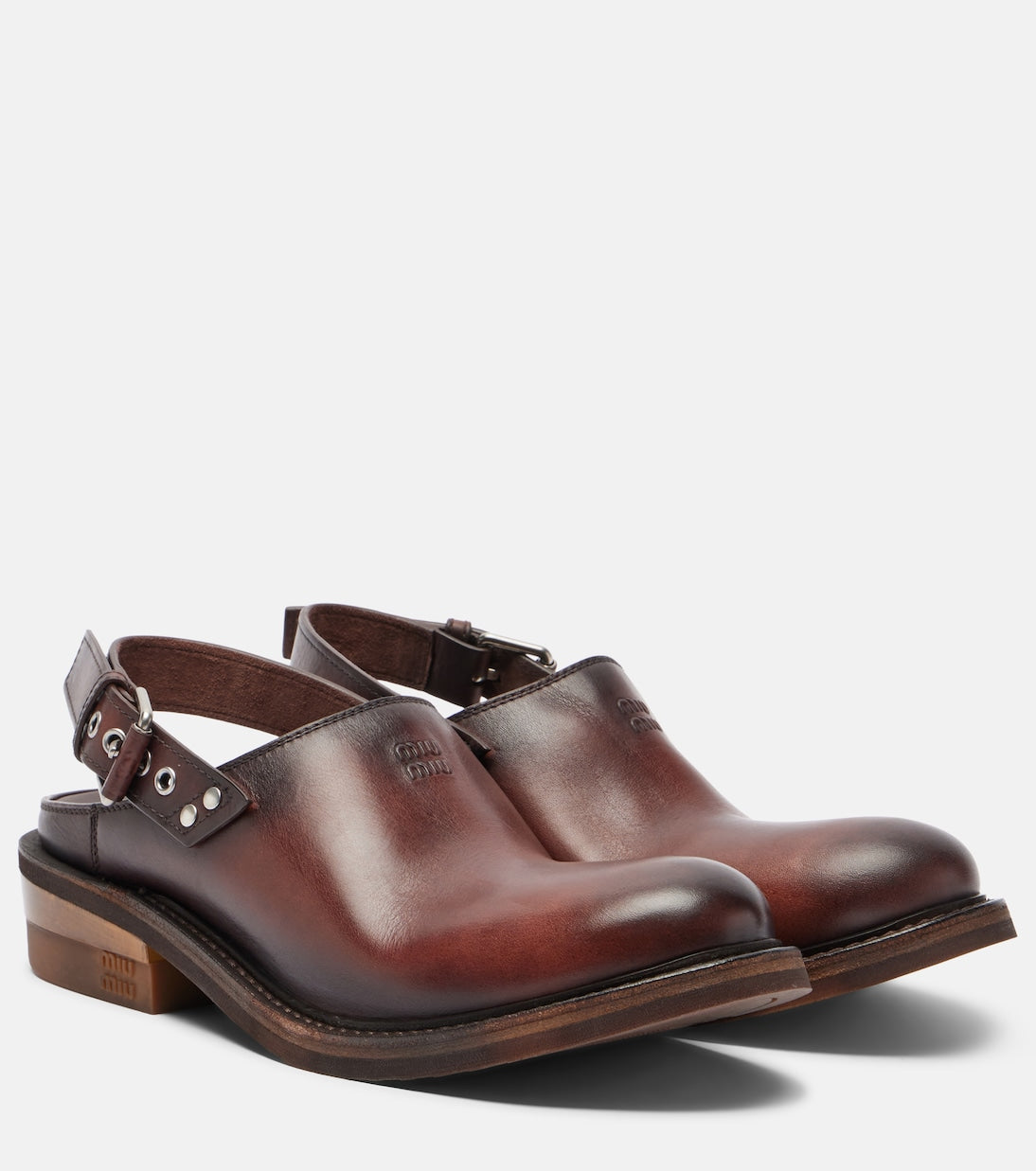 Miu Miu - Foule leather clogs