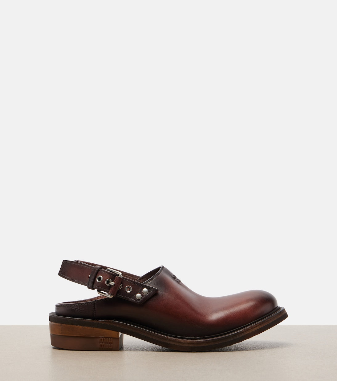 Miu Miu - Foule leather clogs