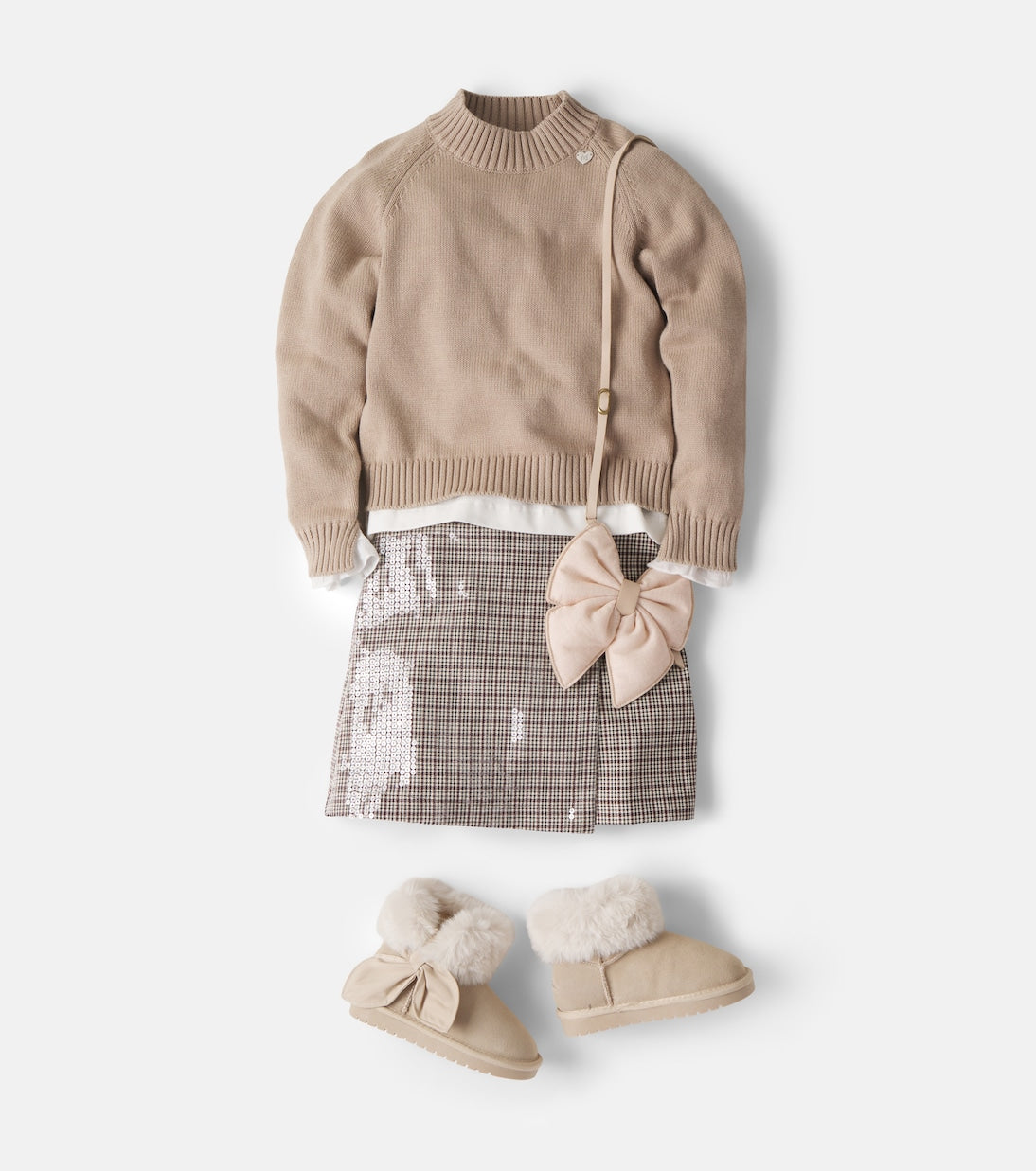 Monnalisa - Houndstooth sequined skort