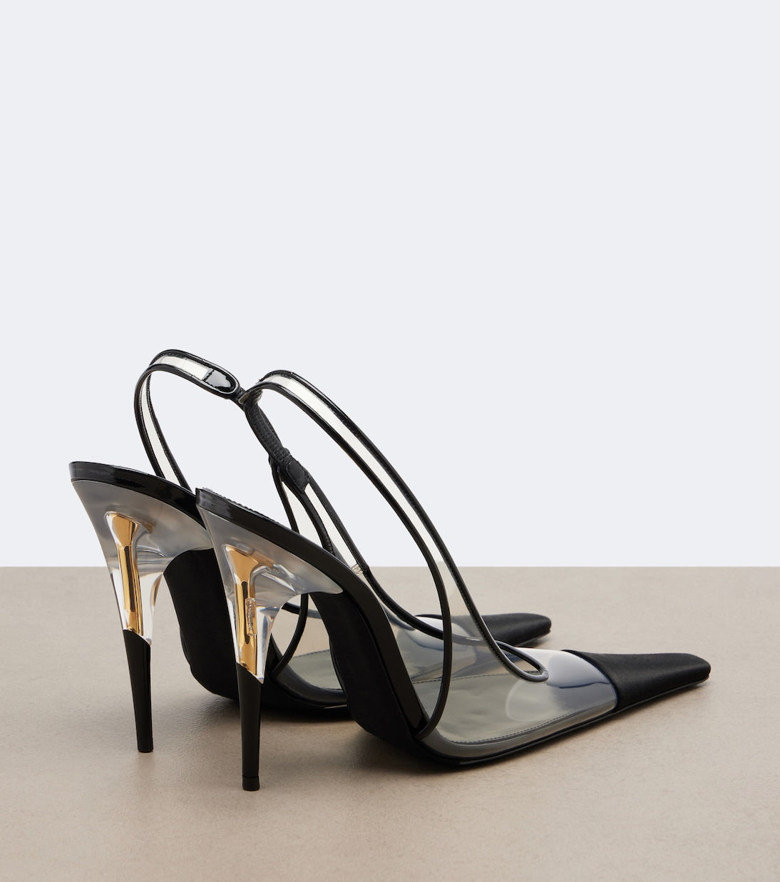 Saint Laurent - Romy TPU and satin slingback pumps