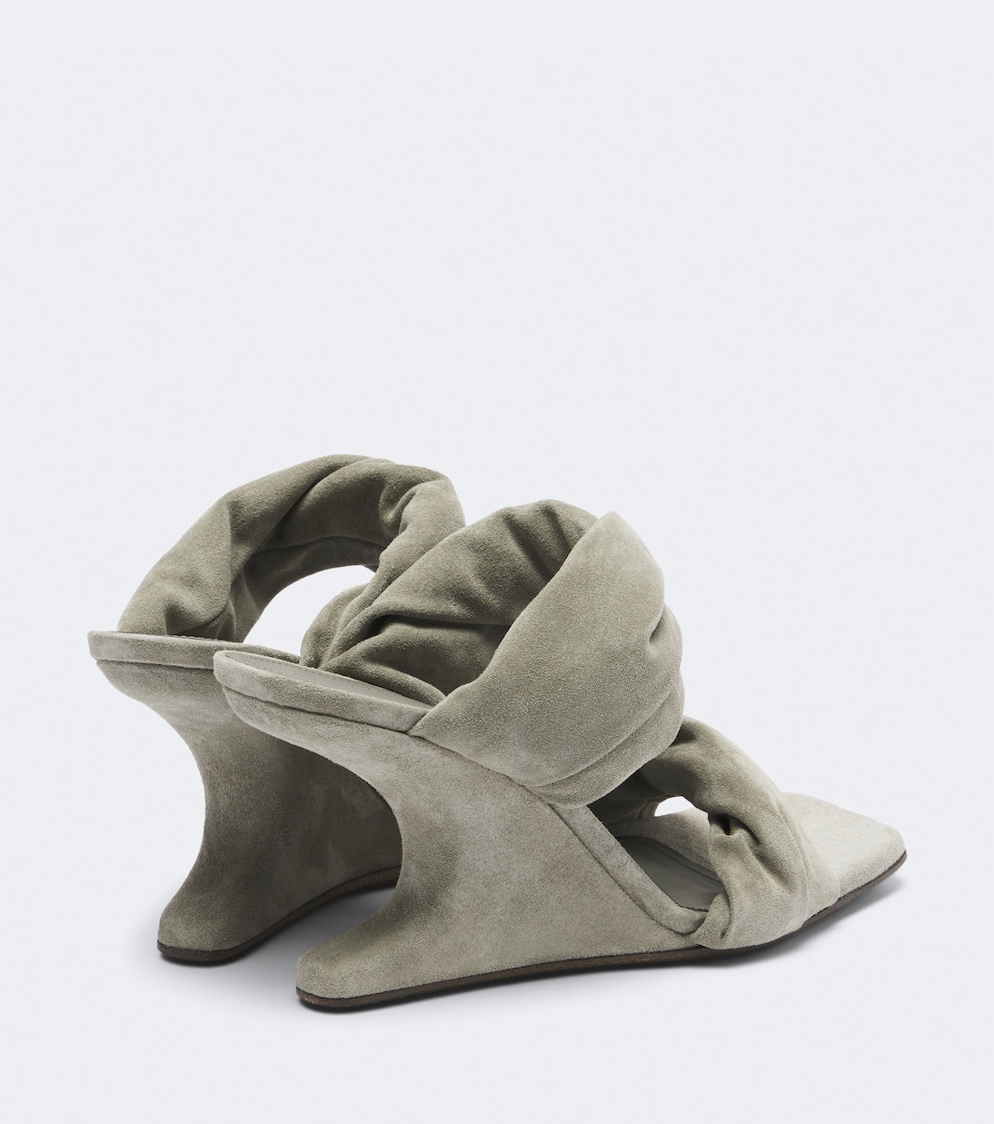 Rick Owens - Twisted Cantilever suede wedge mules