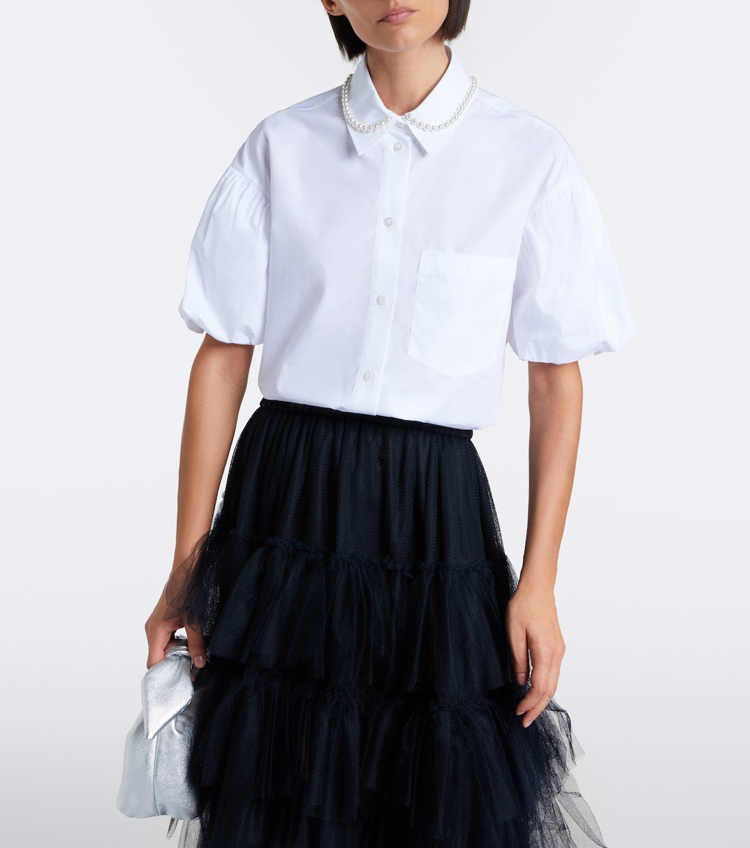 Simone Rocha - Embellished scalloped cotton shirt