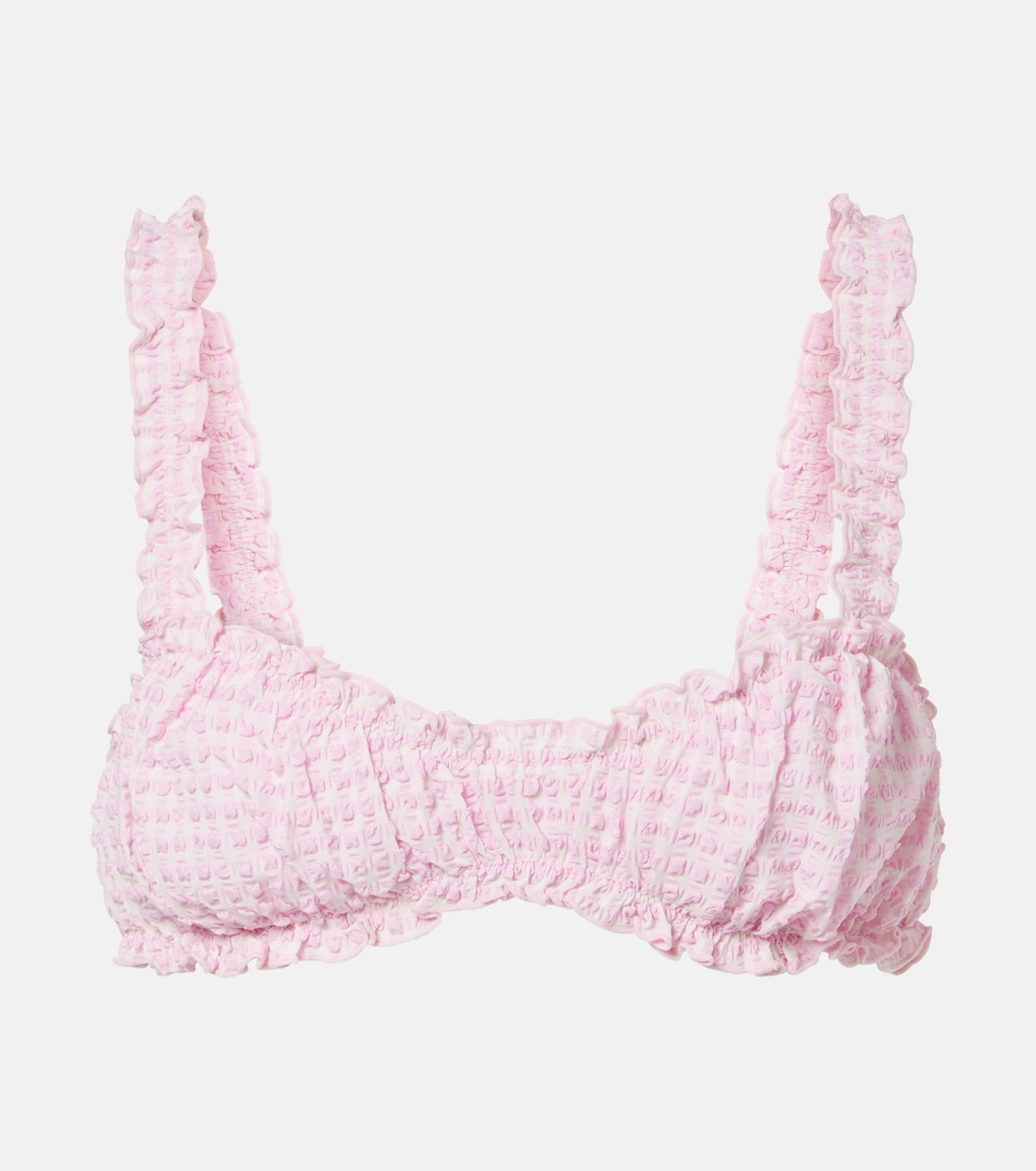 Simkhai - Ruffled checked bikini top