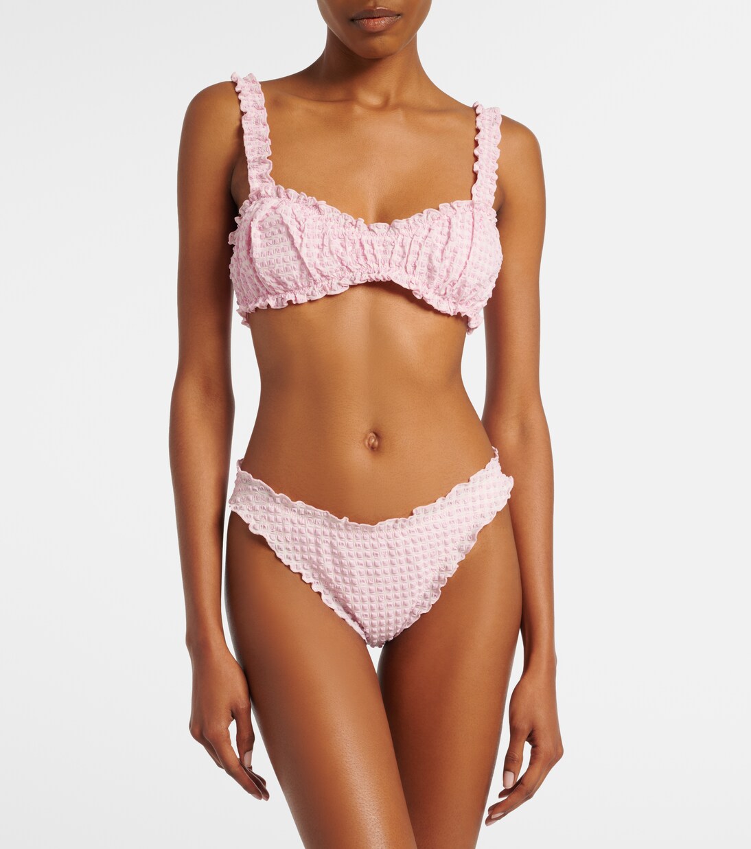 Simkhai - Ruffled checked bikini top